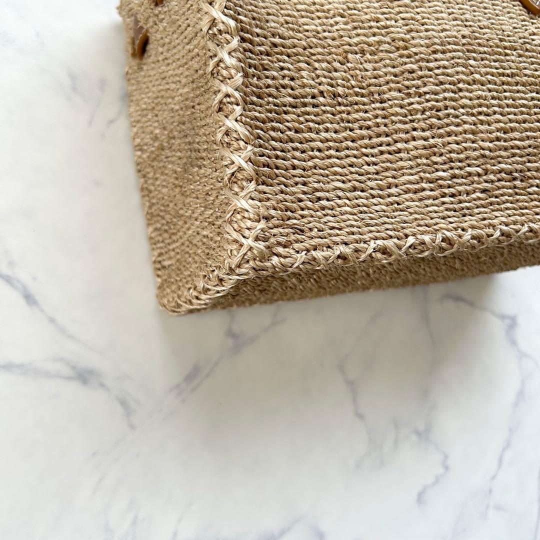 人気カラー✨SEA シー かごバッグ ハンドバッグ ブラウン レザー S