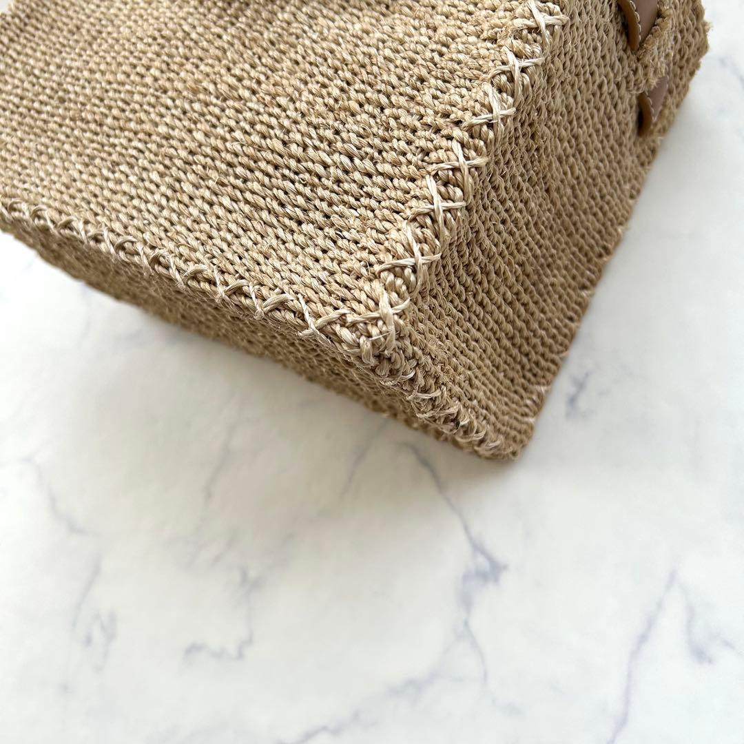 人気カラー✨SEA シー かごバッグ ハンドバッグ ブラウン レザー S