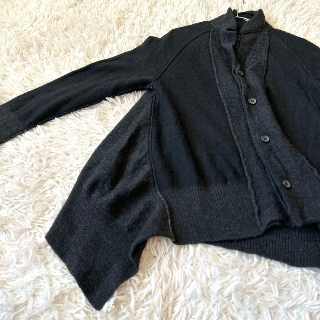 Y'sワイズ ヨウジヤマモト　ウール変形ニットジャケットカーディガン Wカラー