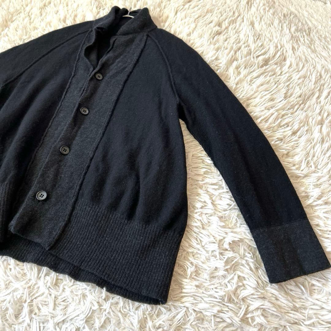 Y'sワイズ ヨウジヤマモト　ウール変形ニットジャケットカーディガン Wカラー