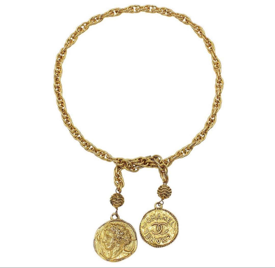 S2330 美品 シャネル ココマーク メダルモチーフ ロングチェーンネックレス