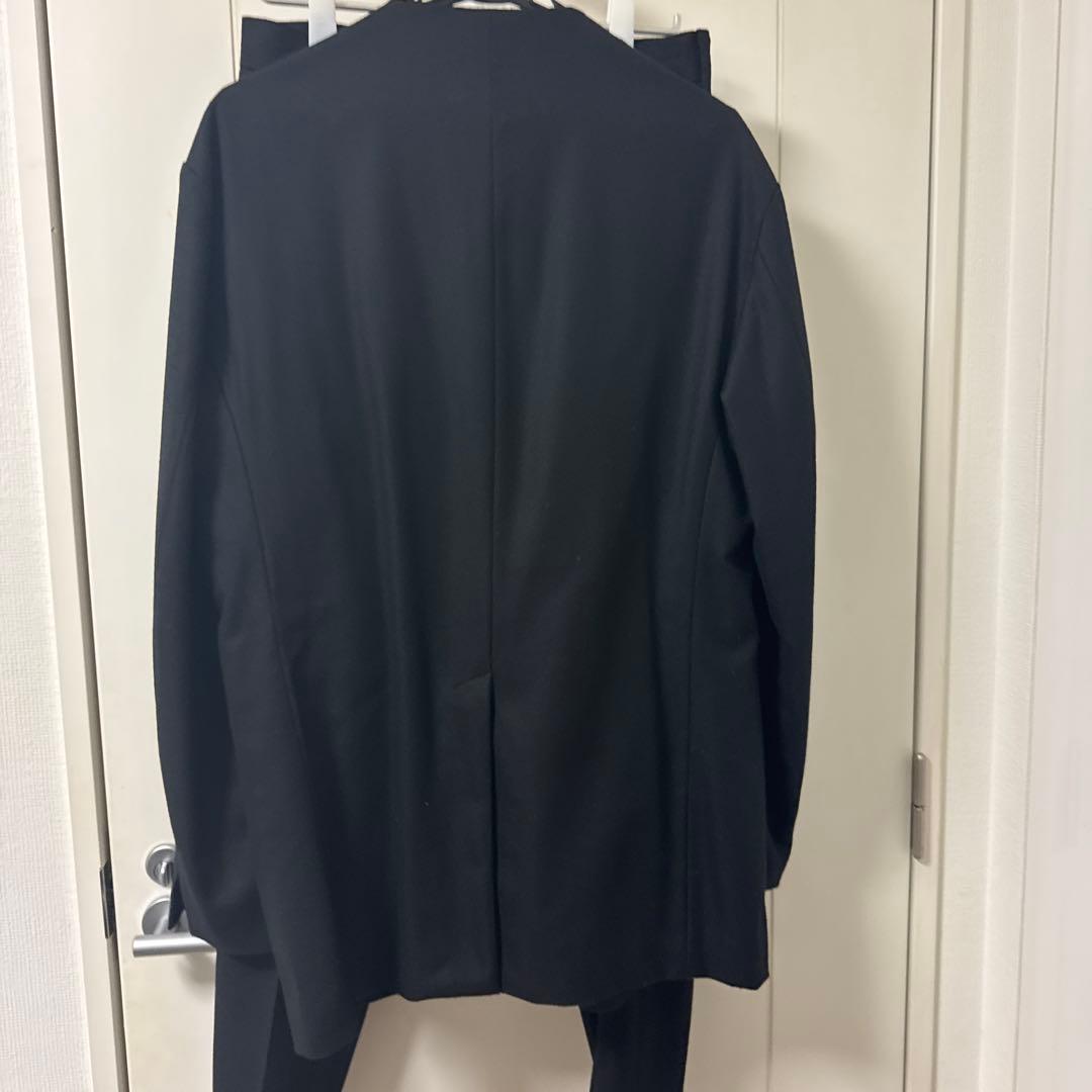 MBハイエンド尾州ウールクラシックノーカラージャケットM パンツM ブラック