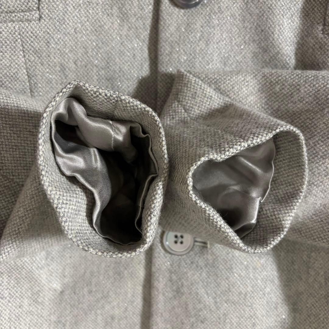 未使用級 ラルフローレン テーラードジャケット スタンドカラー カシミヤ混 ラメ