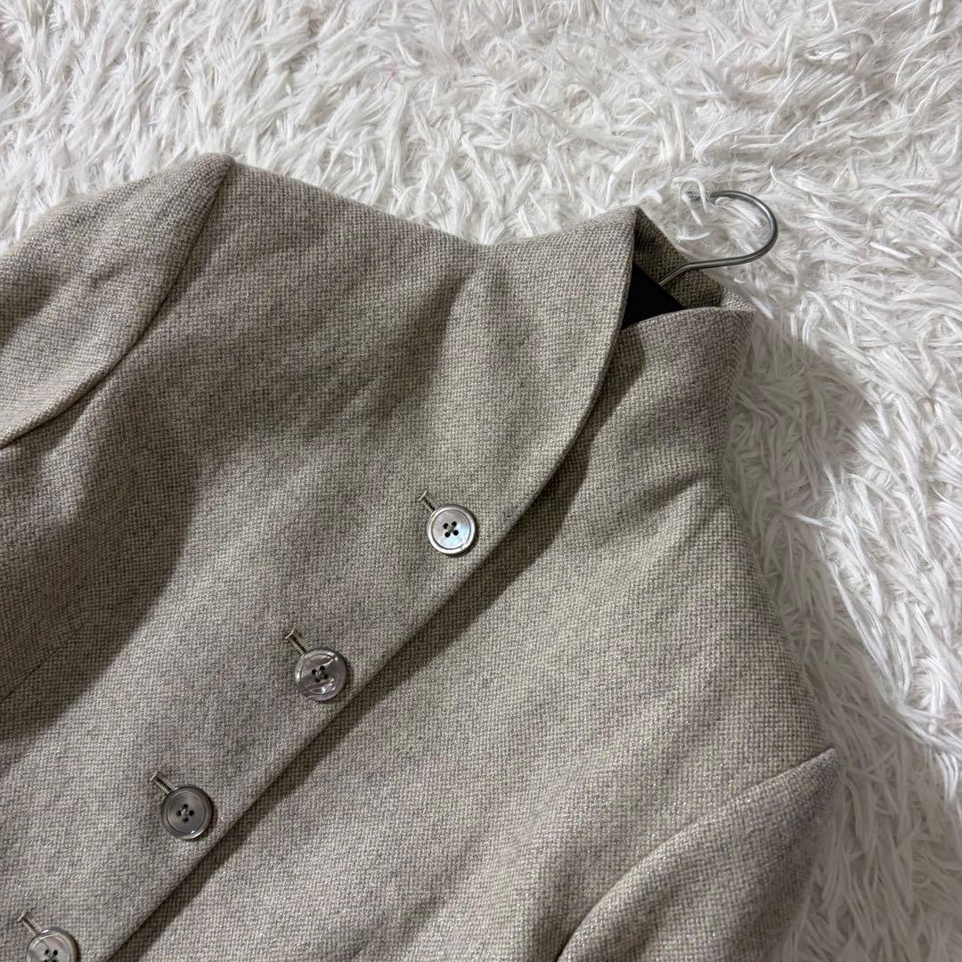 未使用級 ラルフローレン テーラードジャケット スタンドカラー カシミヤ混 ラメ