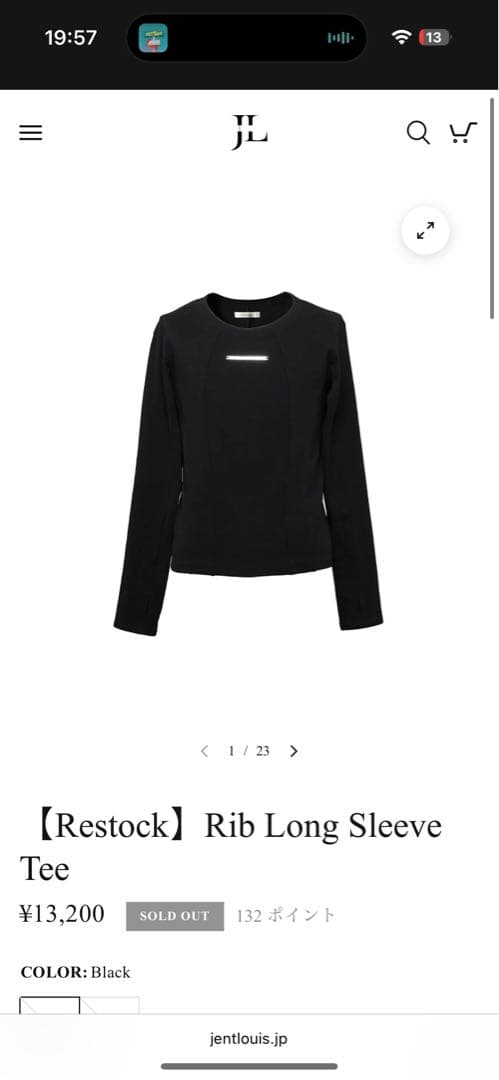 Jentlouis Rib Long Sleeve Tee 新品未使用