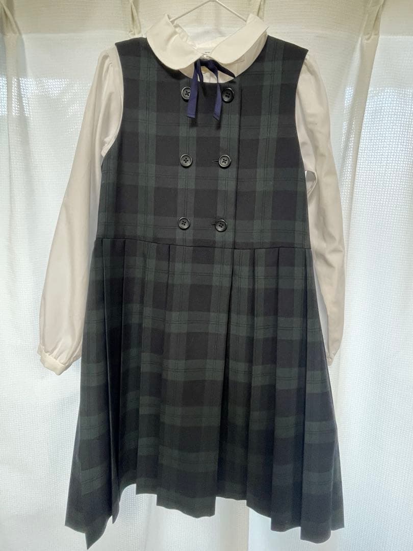 グリーンレーベルリラクシング フォーマル チェック ワンピース セット 135