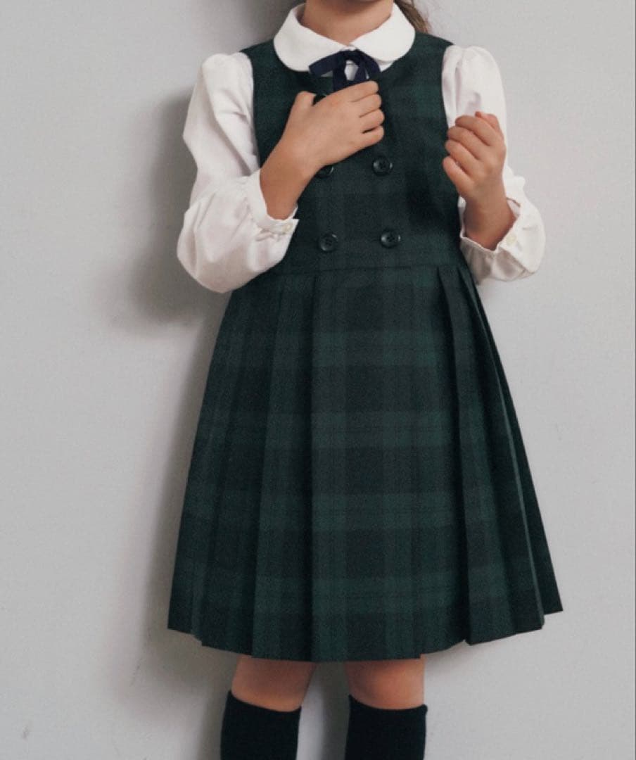 グリーンレーベルリラクシング フォーマル チェック ワンピース セット 135