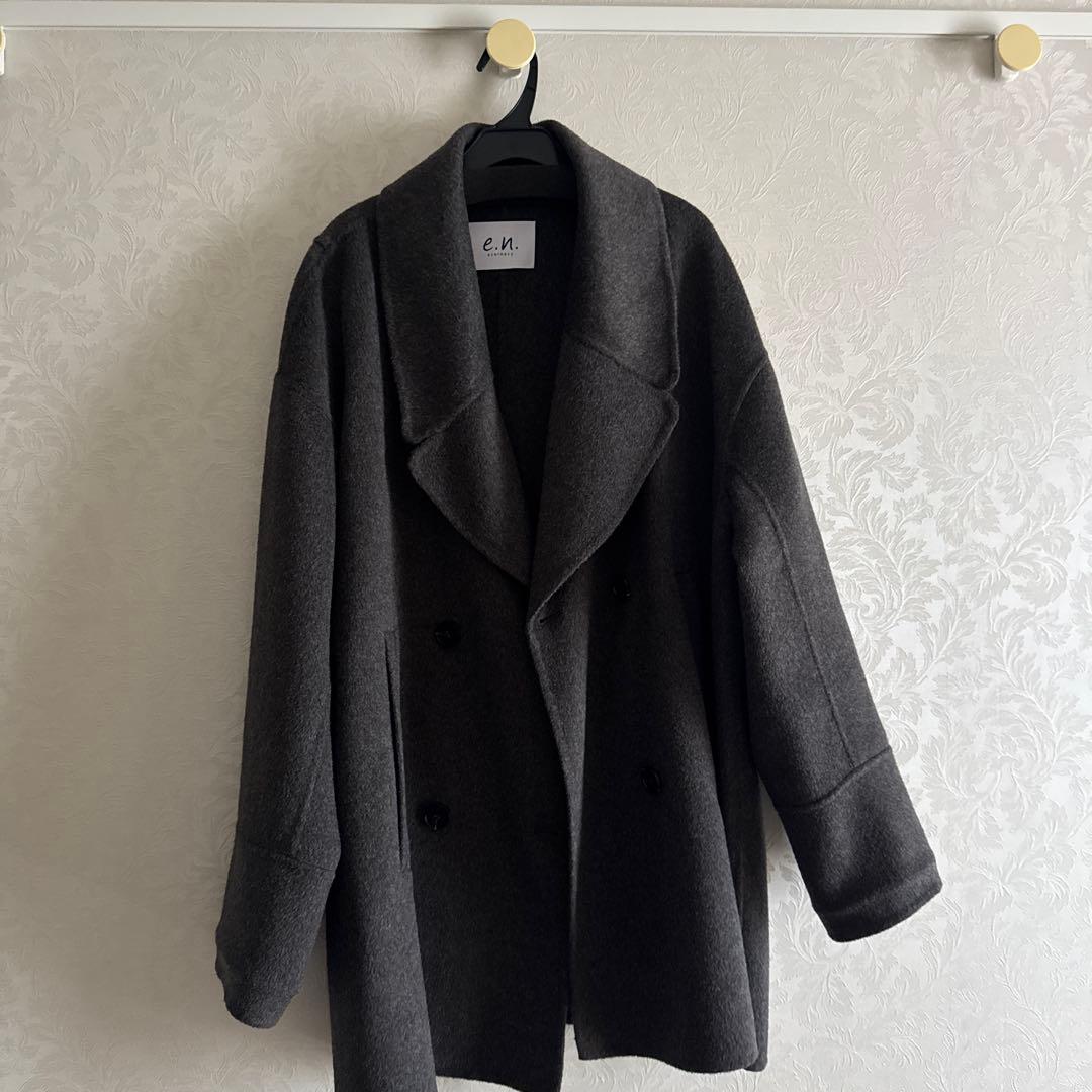 e.n. ダークグレー オーバーサイズ ダブルブレスト コート【美品】