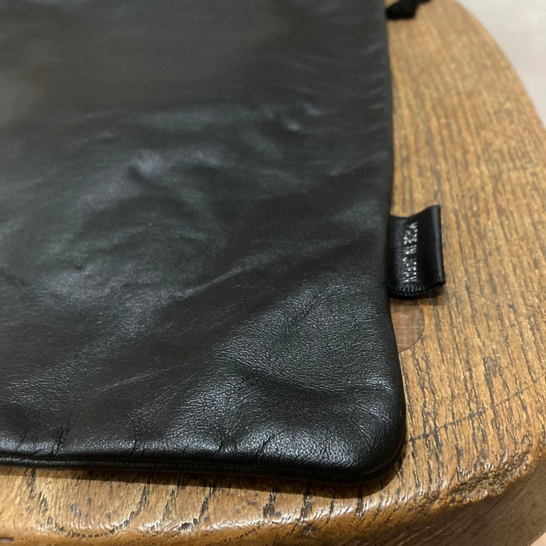 TENDERLOIN×PORTER レザー ポーチ L ブラック 巾着