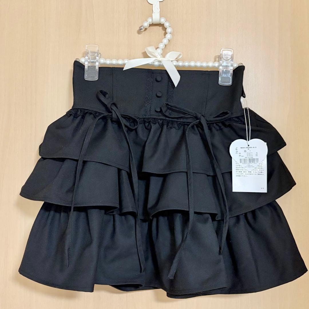 ハニーミュウ ティアードフリルスカート XS ブラック タグ付き