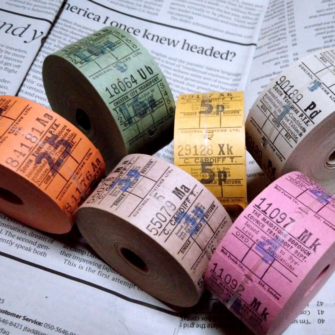 【514】ヴィンテージイギリスバスチケットロール中古6巻セット◆ロールチケット