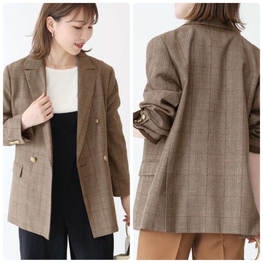 未使用級 ✨現行✨Spick&Span ウール先染め ダブルジャケット 金ボタン
