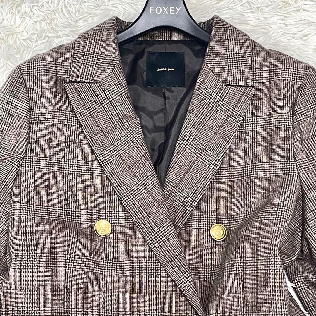 未使用級 ✨現行✨Spick&Span ウール先染め ダブルジャケット 金ボタン
