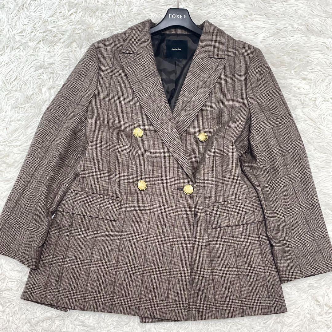 未使用級 ✨現行✨Spick&Span ウール先染め ダブルジャケット 金ボタン