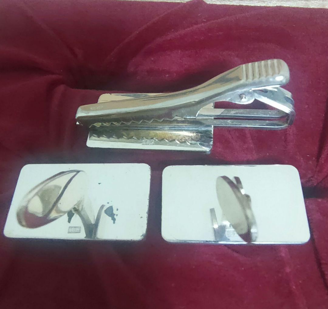 ★純銀製ライオンカフスボタン（カフリンクス）とネクタイピンのセット