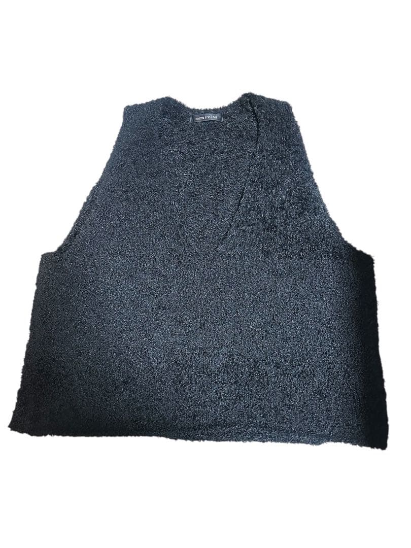 ミズイロインド ワイドVネック ニットベスト