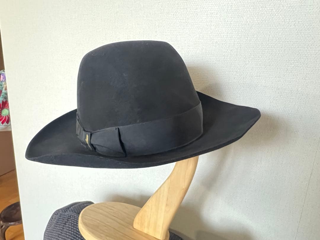 Borsalino ブラック フェルトハット 7 1/4