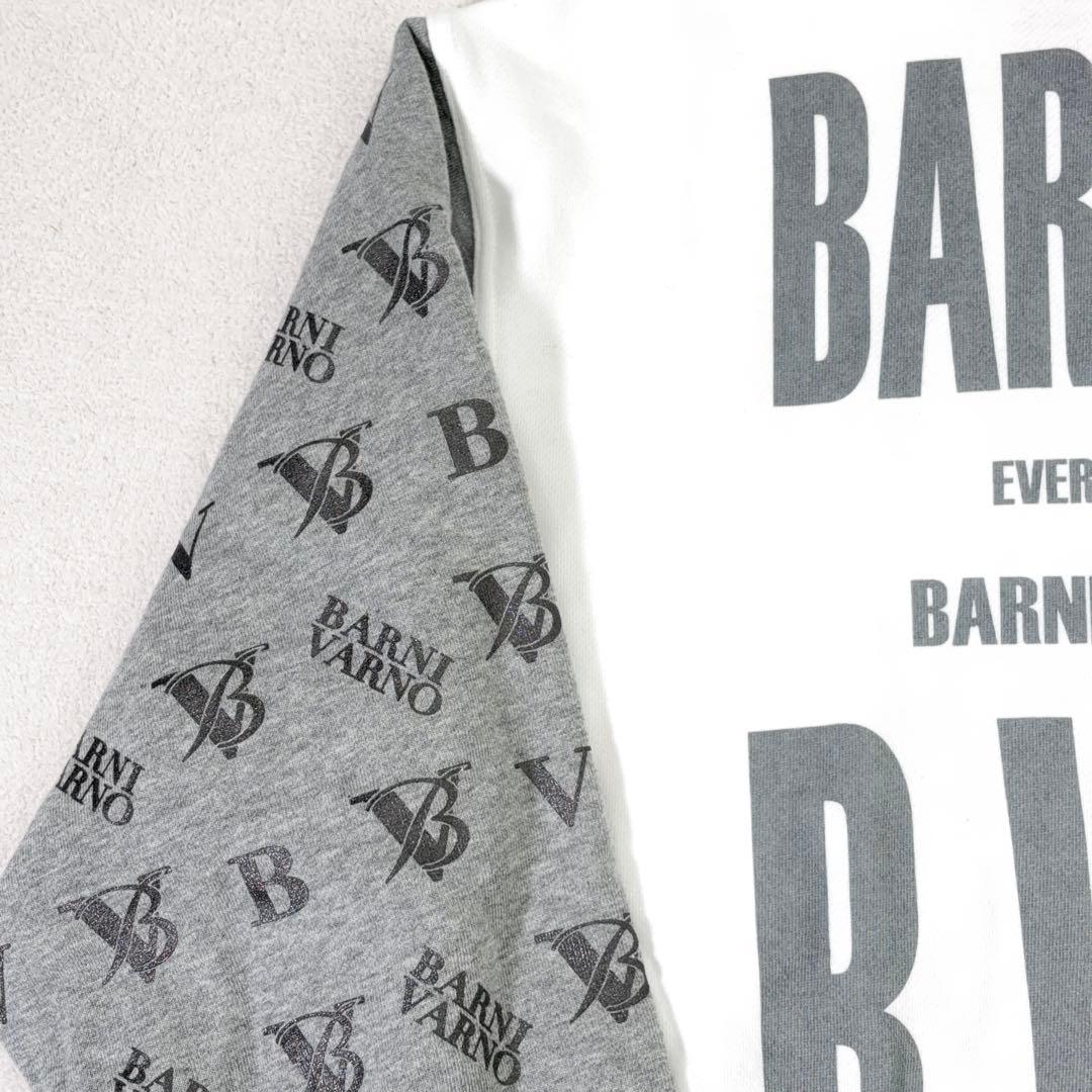 【BARNIVARNO】ハーフジップスウェット 背面ビッグロゴ 袖切替 白 3L