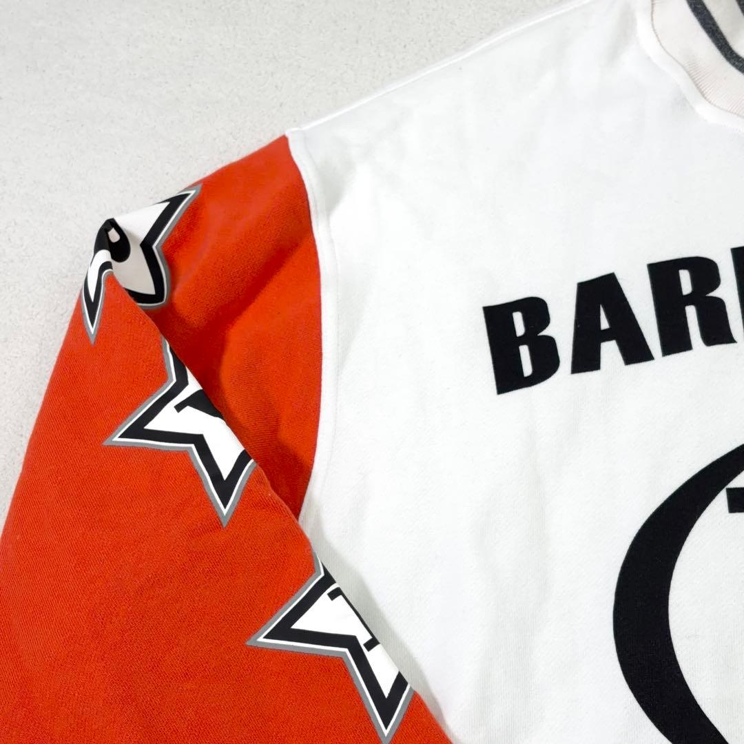 【BARNIVARNO】ハーフジップスウェット 背面ビッグロゴ 袖切替 白 3L