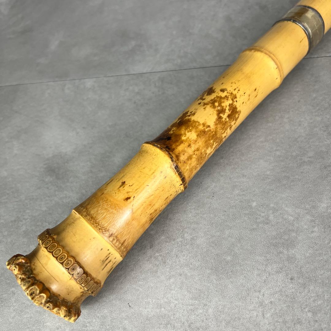 人気　尺八　琴古流　バチ型　銘あり　竹治　1印　1尺9寸　5孔　和楽器　真竹　漆