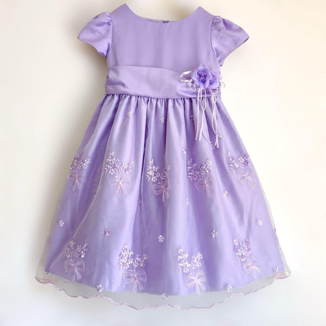 ラベンダー 刺繍 120 セレモニー 入学 卒園 発表会 フォーマル