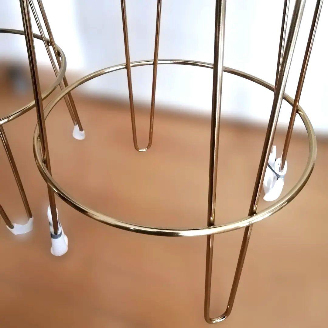 ハイスツール ベロア ゴールド脚 丸型　カウンターチェア　2脚セット