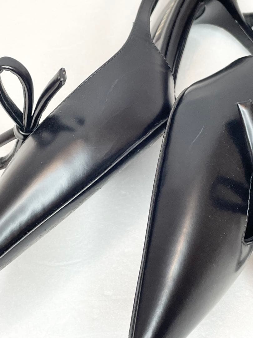 [キズ有り] MiuMiu レザー スリングバック ヒール(38/25cm)