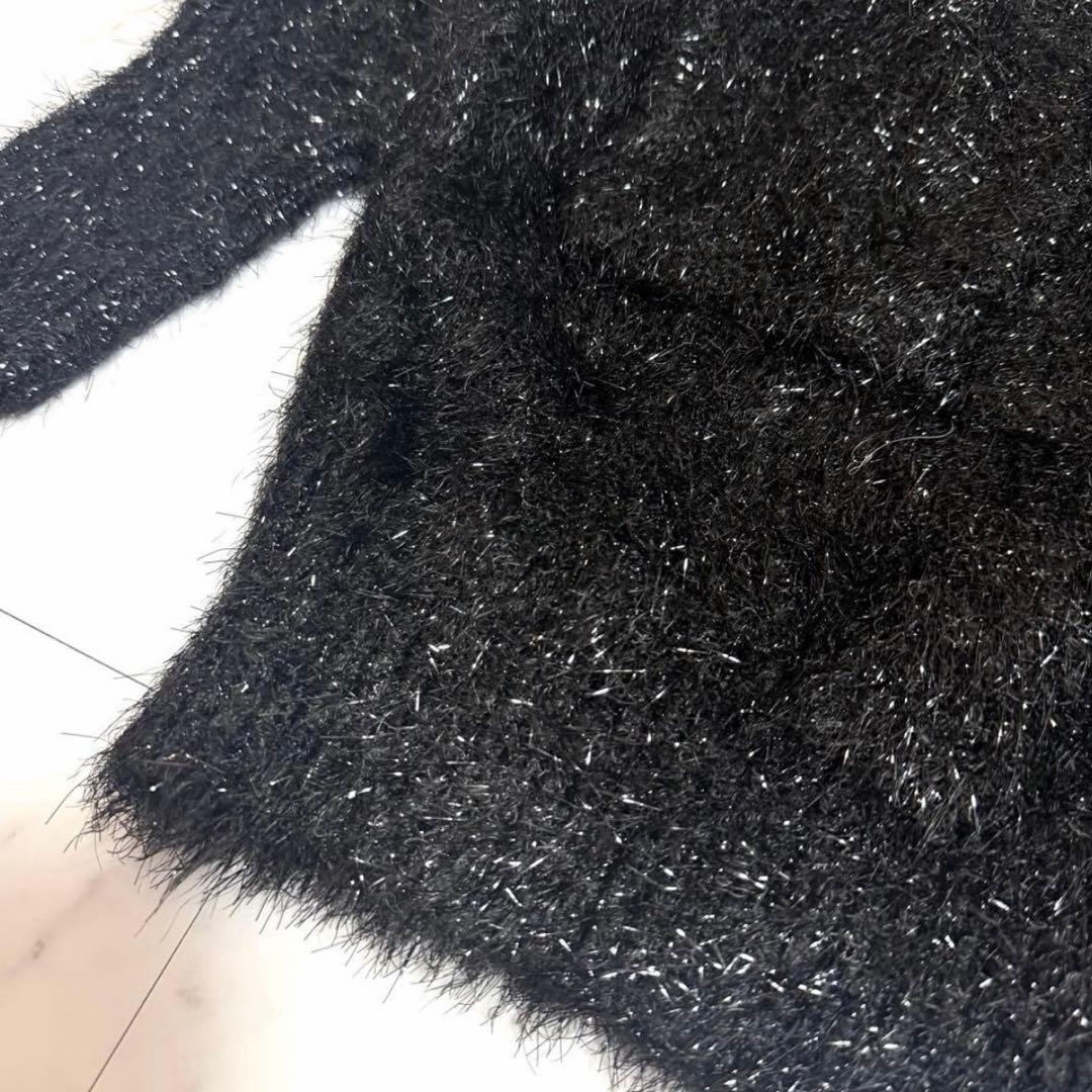 【新品タグ付き】完売品✨️アルアバイル シャイニー フェザー カーディガン 黒