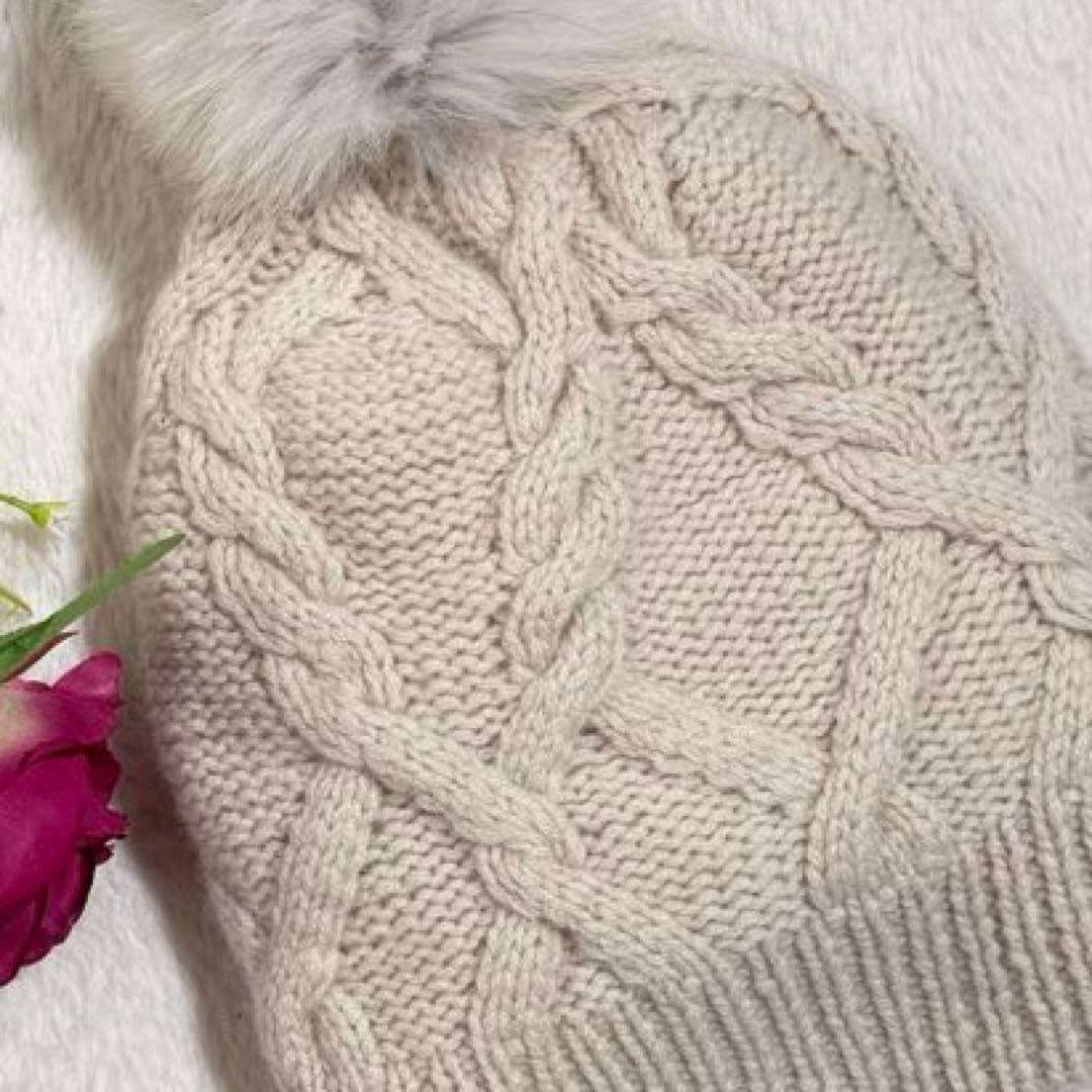 美品✨　ドゥロワー　アランニットキャップ　カシミヤ　フォックスファー　近年　希少