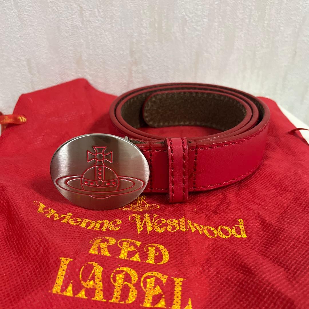 vivienne Westwoodバックル　ベルト　シルバー　レッド　レザー