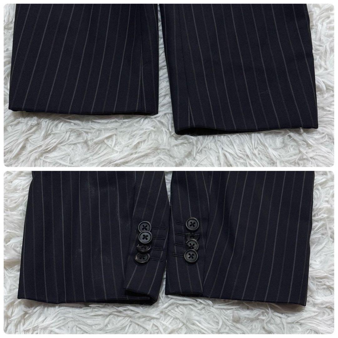 美品/L相当 ポールスミス×高級LANIFICO スーツ　ストライプ　ネイビー