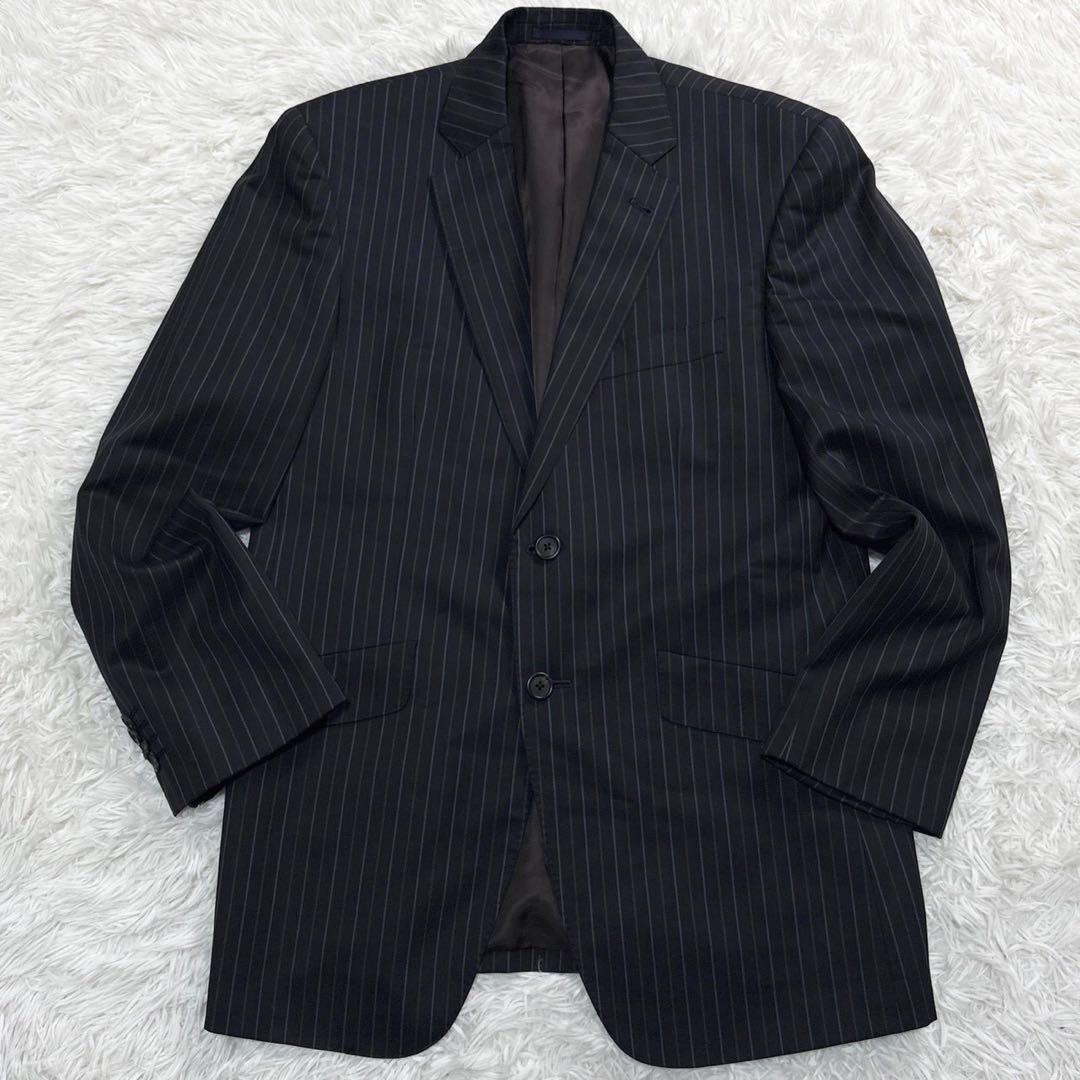 美品/L相当 ポールスミス×高級LANIFICO スーツ　ストライプ　ネイビー