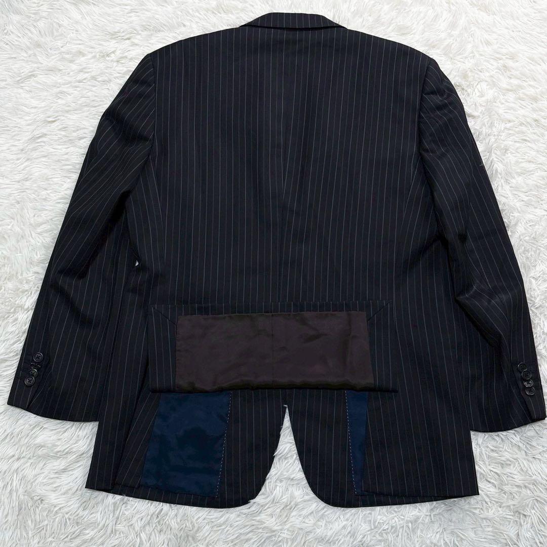 美品/L相当 ポールスミス×高級LANIFICO スーツ　ストライプ　ネイビー