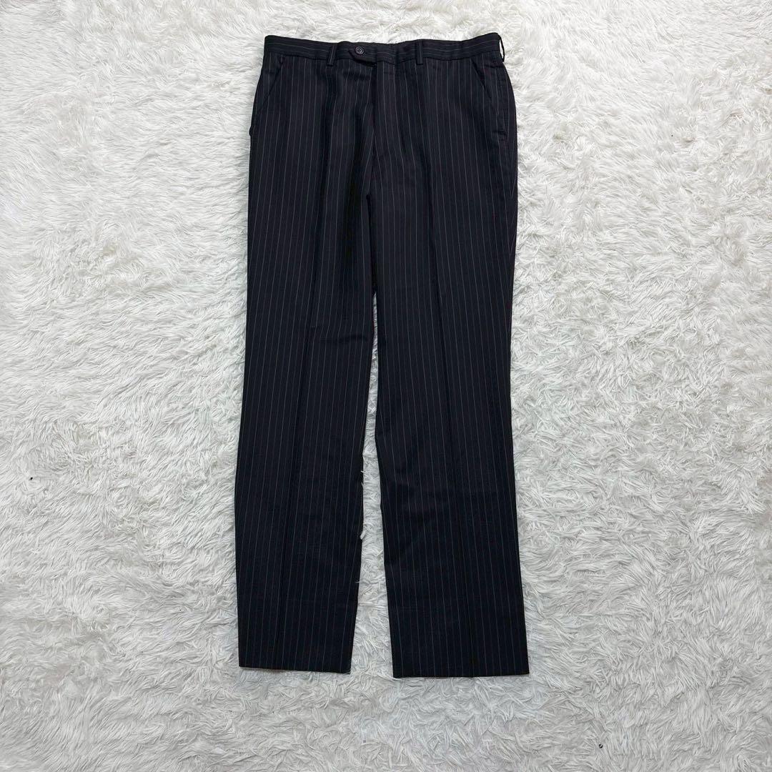 美品/L相当 ポールスミス×高級LANIFICO スーツ　ストライプ　ネイビー