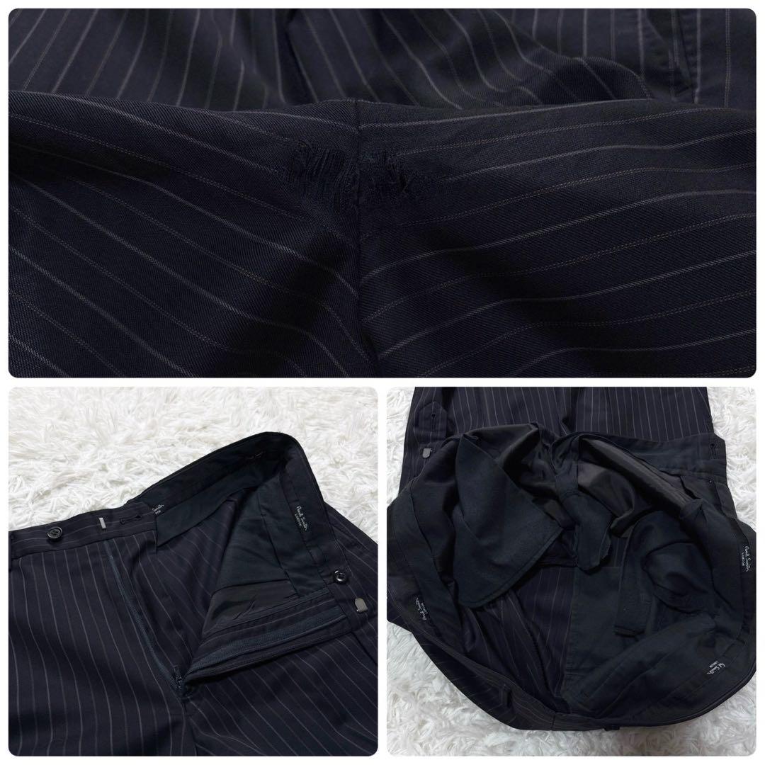 美品/L相当 ポールスミス×高級LANIFICO スーツ　ストライプ　ネイビー