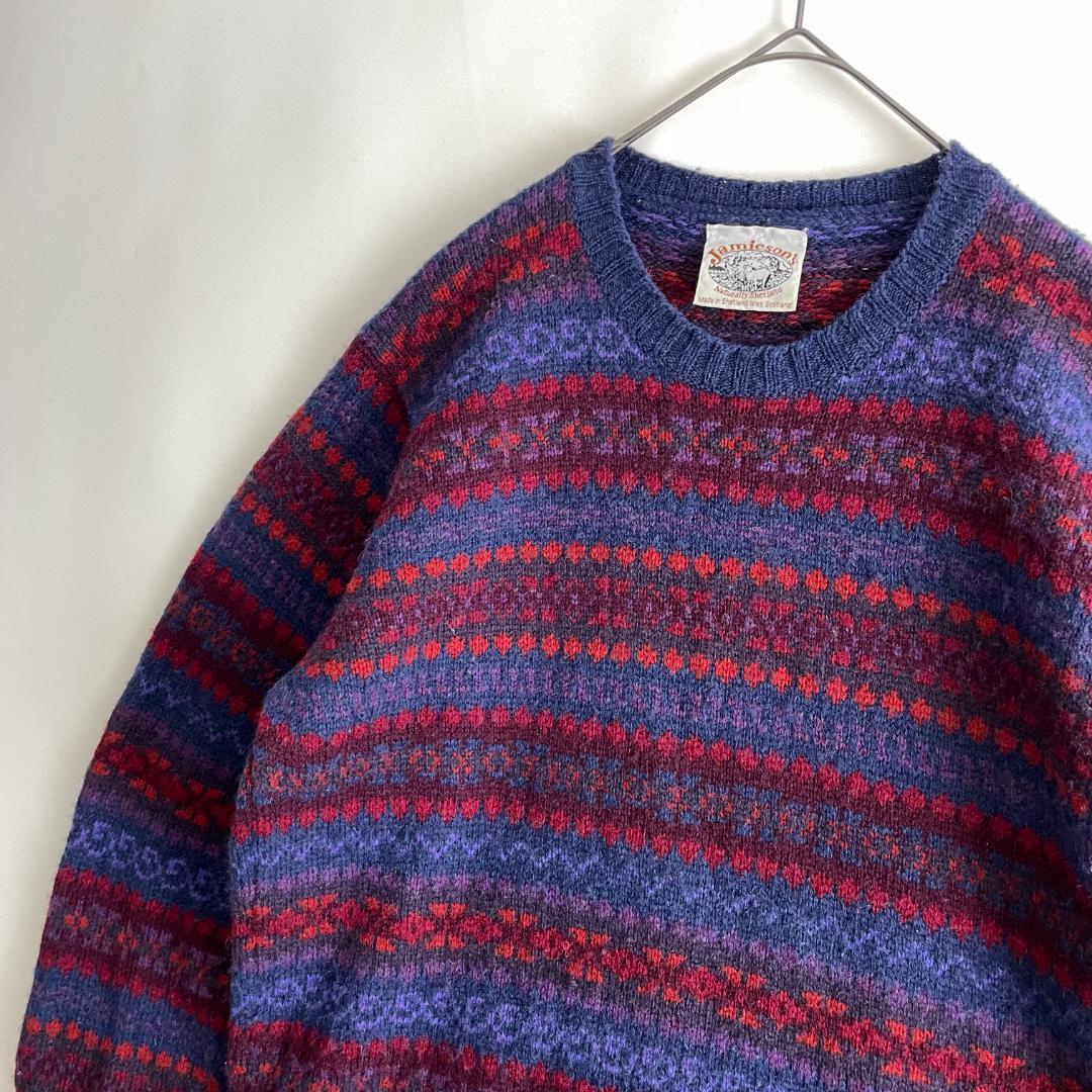 JAMIESON'S イギリス製 フェアアイル シェトランドウールニットセーター
