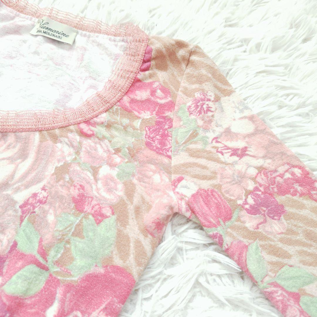 【ブルマリン】アンナモリナーリ花柄アンサンブル レース 薔薇 ピンクカーディガン