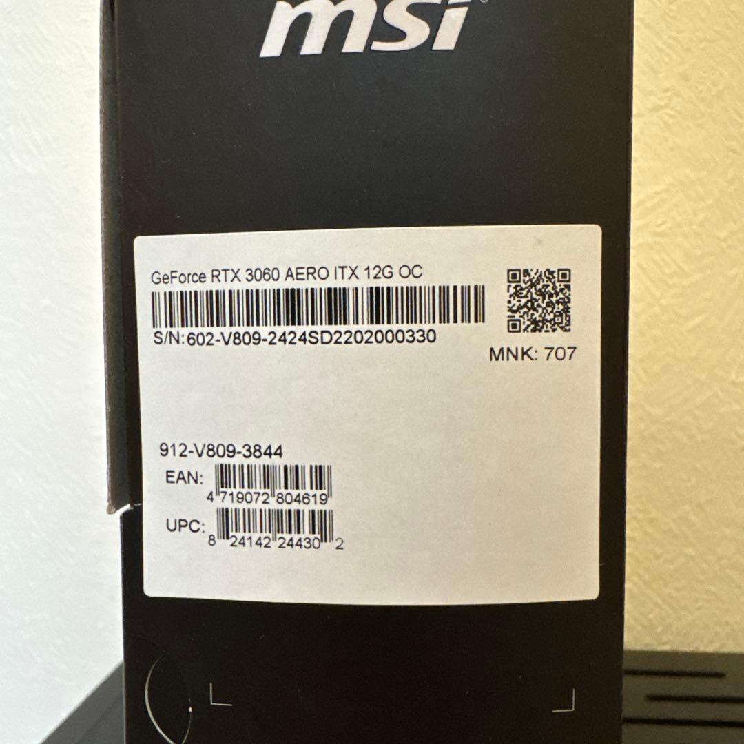 動作保証 MSI GeForce RTX 3060 AERO ITX 12G