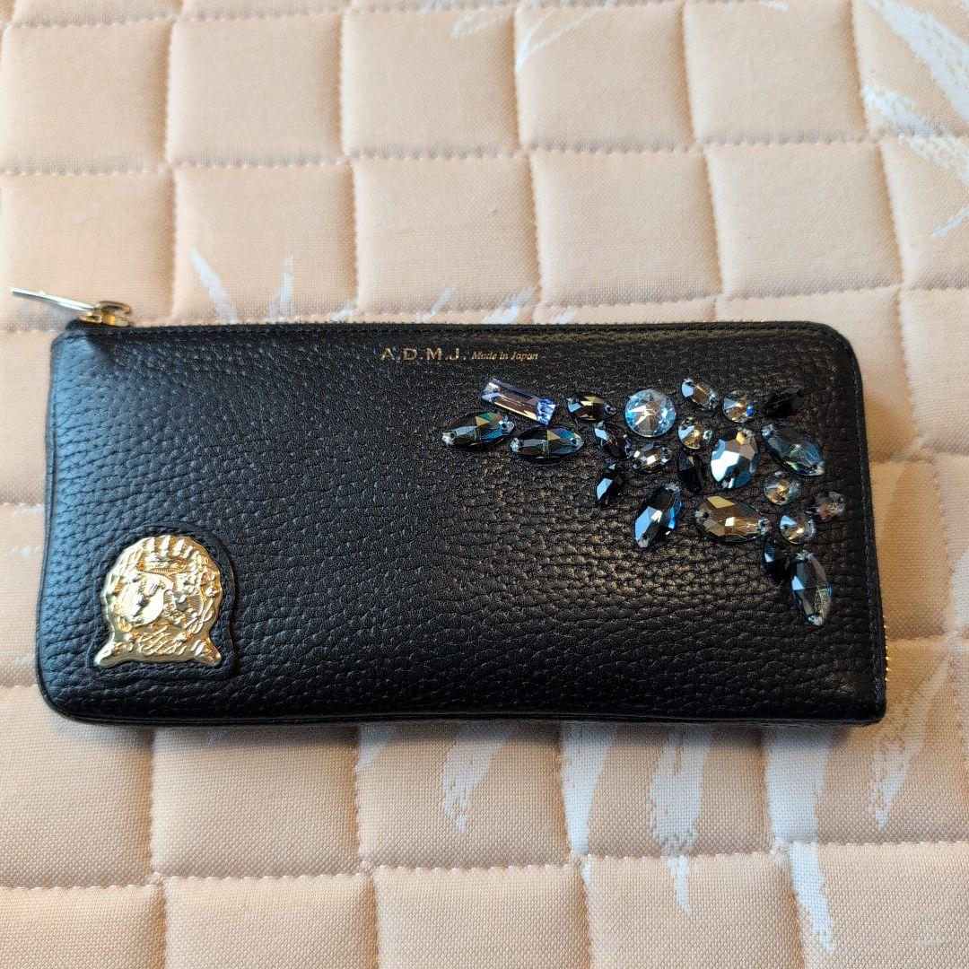 もも★美品★ ADMJ L字ファスナーウォレット グラデーションスワロ
