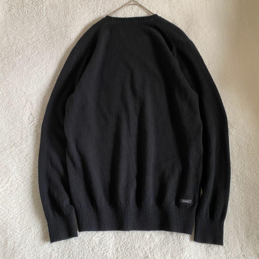 ソフネット　カシミヤ100% ニット　スコーピオンロゴ刺繍　ブラック　XL