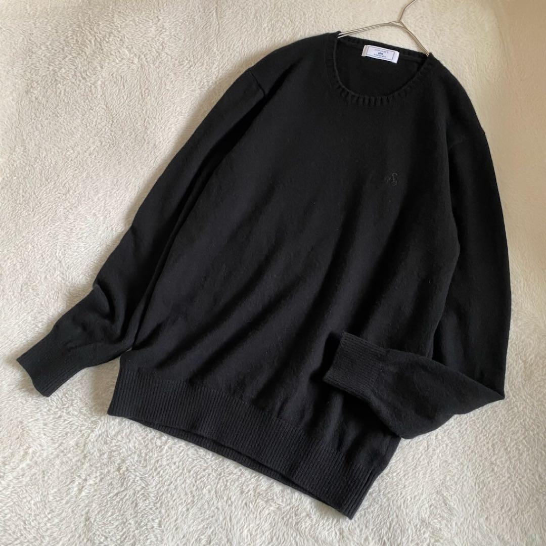 ソフネット　カシミヤ100% ニット　スコーピオンロゴ刺繍　ブラック　XL