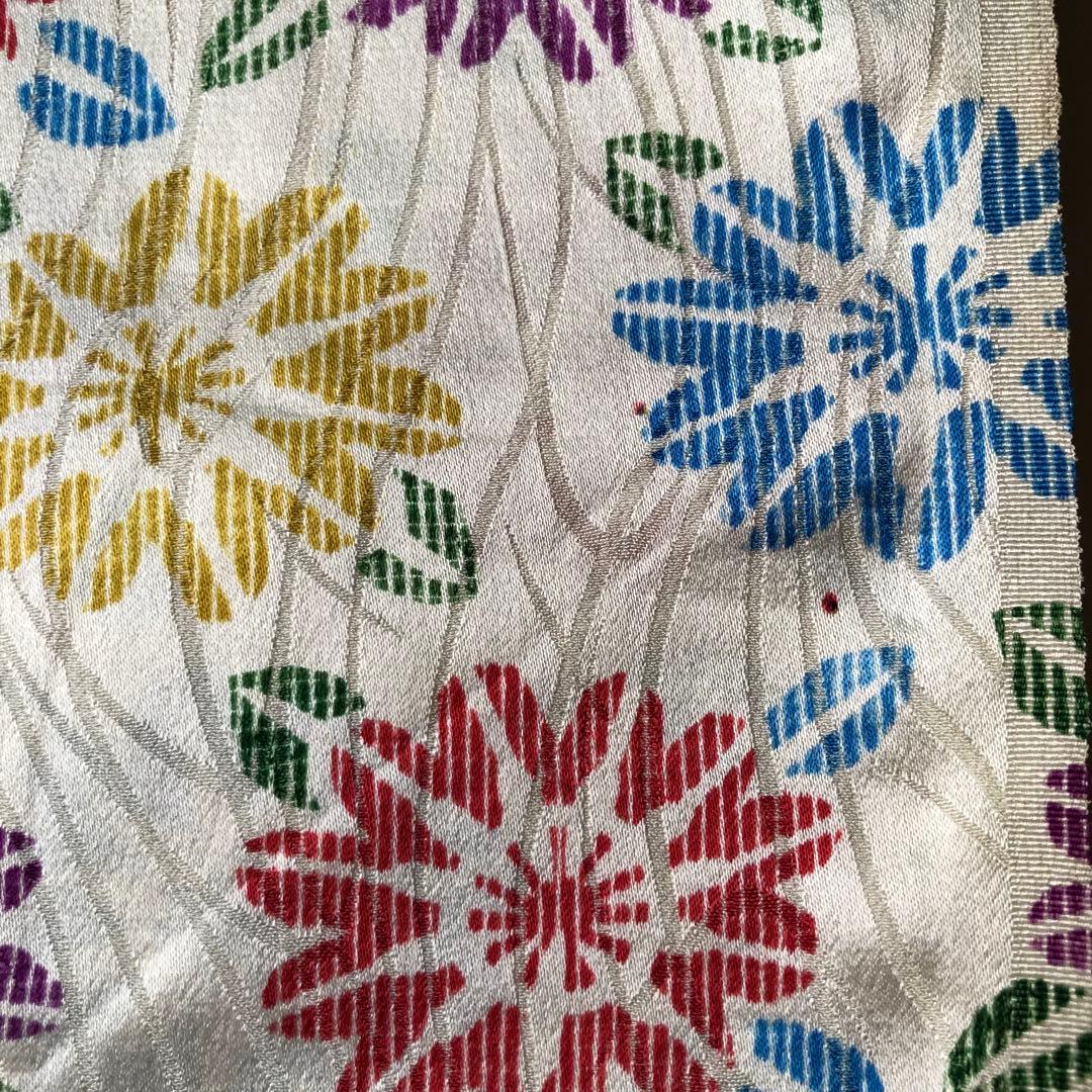 反物　着物　長襦袢　紋　絹　ホワイト　花柄　レトロ　リメイク　コスプレ