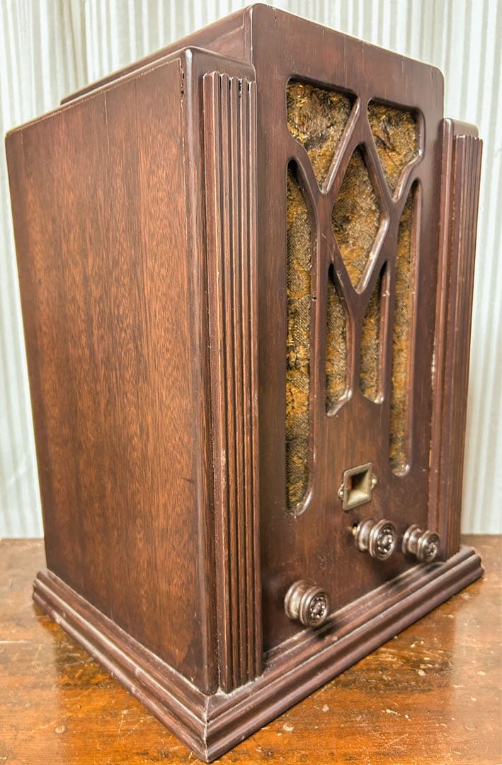 【最終値下・動作品】昭和レトロ　戦前製　メーカー不明　三ペン　真空管ラジオ