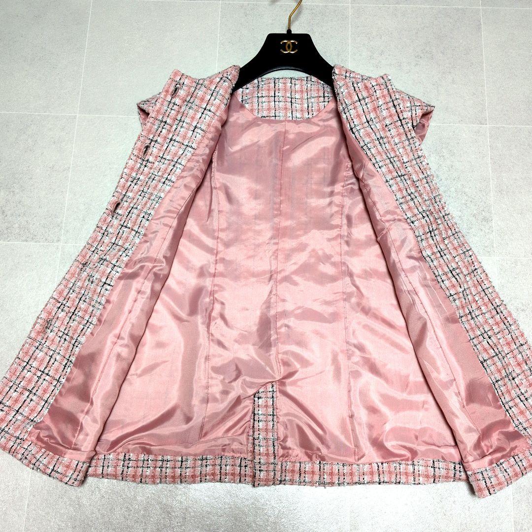 極美品✨即完売モデル　OBLI オブリ ピンク ミックスツイード ジレ