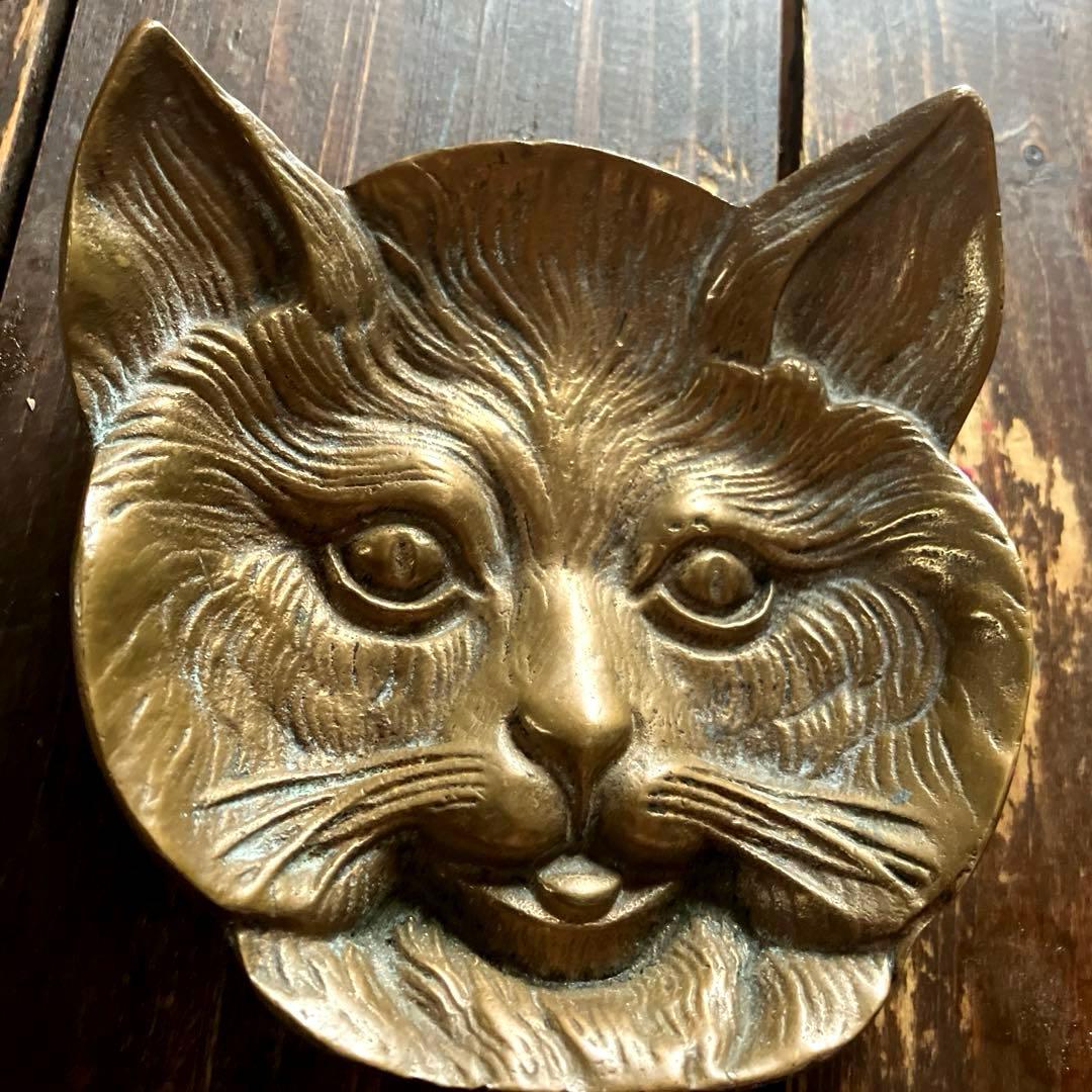フランスアンティーク猫プレート　アスティエ　真鍮　ブロンズ比較的良好