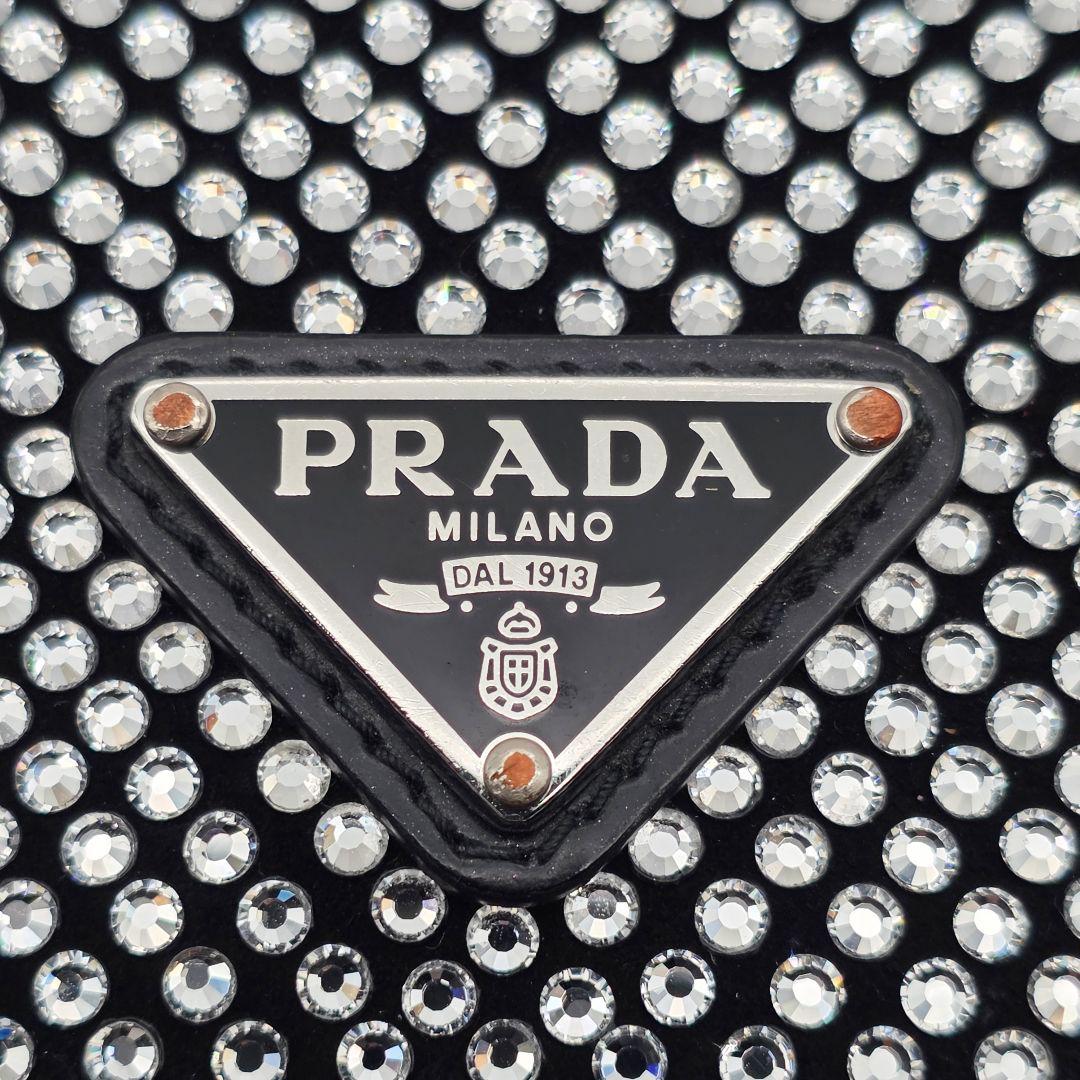 PRADA iphone14pro ケース ラインストーン クリスタル 三角ロゴ