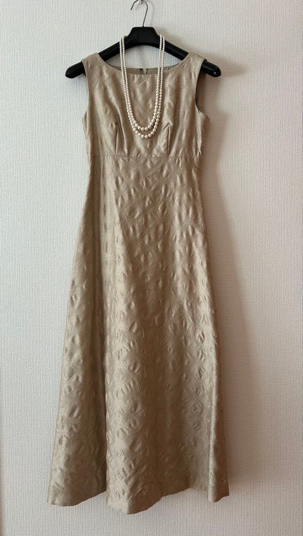 ♡Sybilla シビラ♡フルレングスドレス ノースリーブ ベージュゴールド M