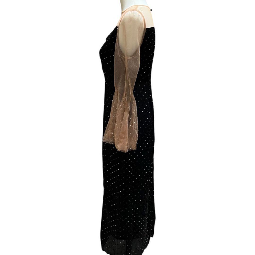 LEJAレジャオープンショルダーチュールストーン IラインドレスMブラック結婚式