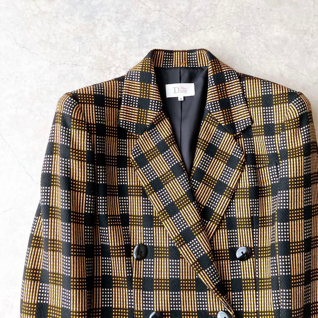 Vintage Miss Dior チェック柄 ダブルブレストジャケット ウール