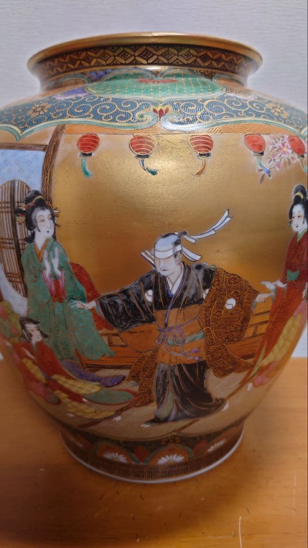 専用　九谷　松月銘　花瓶　忠臣蔵　赤穂浪士　大石内蔵助図